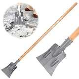 Lasnten 59 Inch Snow Ice Chopper with Wooden Handle Garden Shovel Heavy Duty Steel Blade Floor Scraper Weed Removal Tool for Gardening Edging Driveways Sidewalks Walkway Outdoor Road