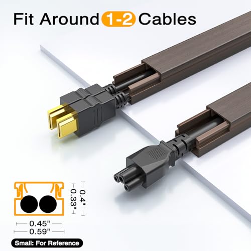 Image of Delamu 157in Cord Covers for Wires on Wall, One-Cord Cord Hider, TV Cord Hider for Wall Mounted TV, Wire Hider Wire Covers for Cords on Wall, Cable Management for Home & Office, W0.55 H0.4in, DarkWood