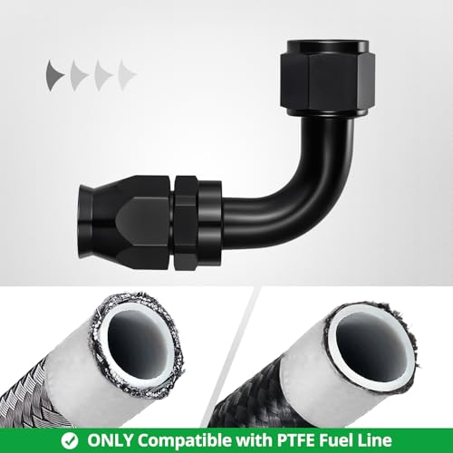 Image of EVIL ENERGY 12AN PTFE Hose End Fitting 90 Degree Black for PTFE Hose Only 4PCS