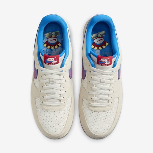 Nike Air Force 1 '07 LV8 Men's Shoes (HQ3618-113, Coconut Milk/Sail/University Red/Photo Blue) Size 134