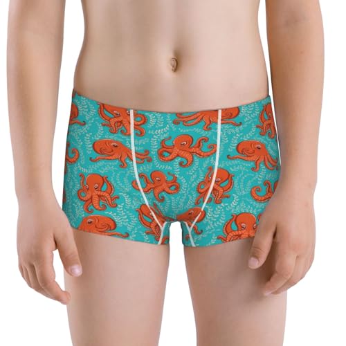 Boys' Cotton Boxer Brief Soft Underwear-Fun Octopus