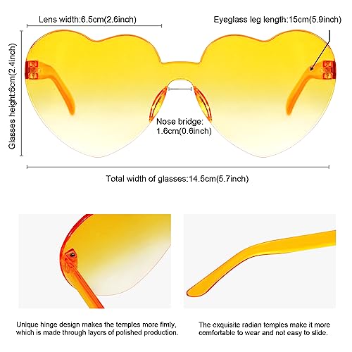 Image of 12 Pairs Heart Glasses Colorful Rimless Heart Shaped Sunglasses Love Glasses for Bachelorette Bride Party Favor