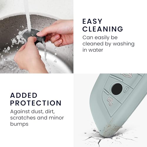 kwmobile Key Cover Compatible with BMW 3 Button Car Key Smart Key - Soft Silicone Car Key Fob Holder Protector Case - Cool Mint - Image 4