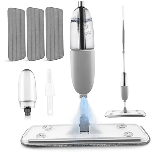 FOYTOKI Trapeador Aerosol para Pisos Fregona con Pulverizador De Agua Limpia Polvo y Suciedad Incluye Almohadillas De Microfibra Fregona Húmeda y Seca para Limpieza Fácil