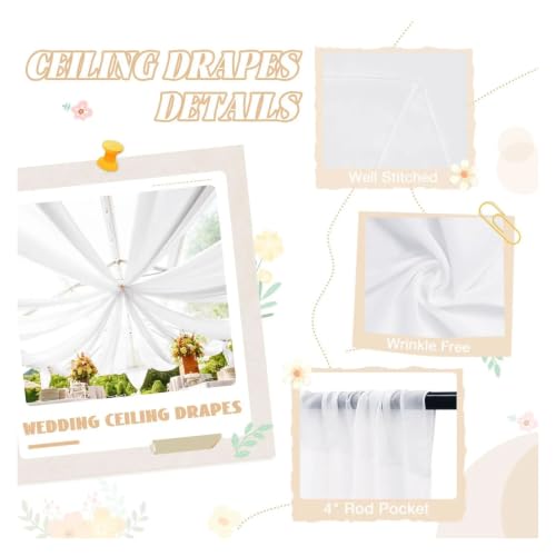 Rideaux de plafond blancs pour arc mariage chic rose 150x300cm