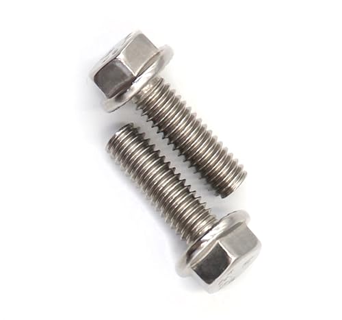 Image of cSeao 1 /4-20 x 1-1 /4 inch Flanged Hex Head Bolts Flange Hexagon Screws, Stainless Steel 304, DIN 6921, 10 PCS