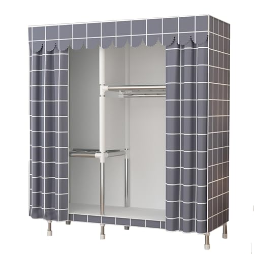 Perchero portátil resistente con estantes y cubierta que soporta 220 libras, ideal para almacenamiento de ropa, opciones multicolor (K azul)