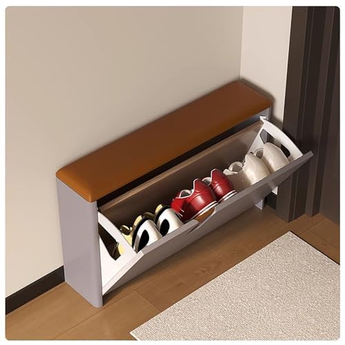 Meuble à chaussures gain de place avec banc rembourré intégré