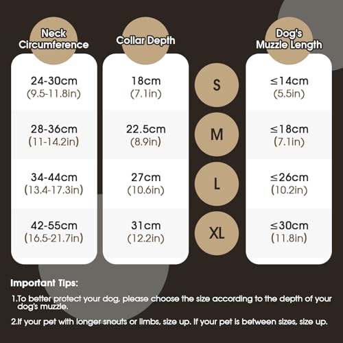 Kuoser Halskrause Hund, Bequem Leckschutz Hund,Schutzmaßnahmen Schutzkragen Hund, Einstellbar Hundekragen, Hunde Halskrause Leckschutz für Hunde, Vorbeugung von Biss- und Leckwunden,Braun S