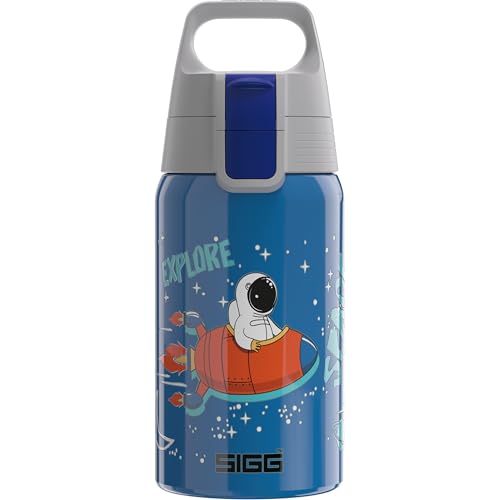 Sigg - Borraccia Bambini In Acciaio Inox - Shield One Space - Perfetta Per Bevande Gassate - Ermetica - Leggera - Senza BPA - Blu con astronauta - 0,5L