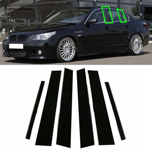 Postes de pilar para BMW Serie 5 E60, 6 pegatinas de puerta en negro brillante (2003-2010) 3