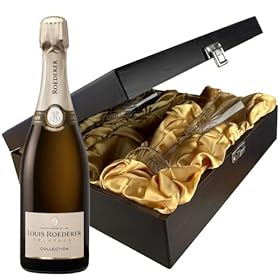 Buy Louis Roederer Collection Brut Champagne with Elegant Flutes in a Stylish Wooden Hinged Presentation Box 75cl 12.5% ABV – DrinxCom