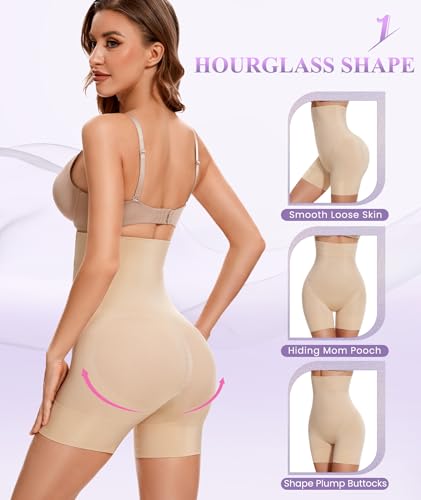 YADIFEN Shapewear Shorts for Women Tummy Control, Seamless Body Shaper High Waisted Butt Lifter Shorts Under Dresses2