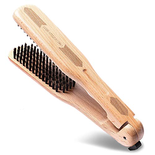 VESS Straight hair brush, -Hair Styling Pro- Natural Boar Bristle 100% , for professional use (English support manual included)