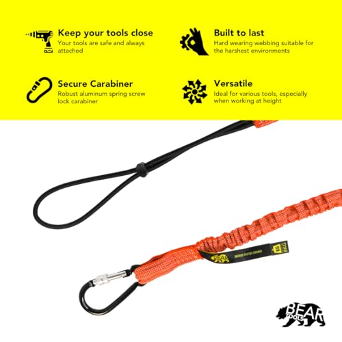 Image of 3 Foot Safety Tool Lanyard, Tough Scaffold Hard Hat Lanyard with Carabiner, Adjustable Loop End, Ultra-Durable, Premium Quality Materials Ideal for Scaffold, Tools, Construction 10PK Orange (0929OS)