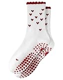 Yawlsow Pilates Stoppersocken für Damen Yoga Rutschfeste Grip Socken (DE/NL/SE/PL, Alphanumerisch, Einheitsgröße, Regular, Regular, 1 Packung, Rot-Mini Herz)
