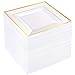 BUCLA 60PCS Gold Rim Plastic Plates-8.2inch Square Disposable Dessert/Appetizer Plates-Ideal For Wedding & Parties