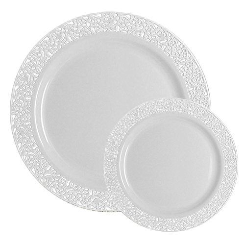 Ttg 50-piece plastic dinnerware set | lace collection | (25) dinn…