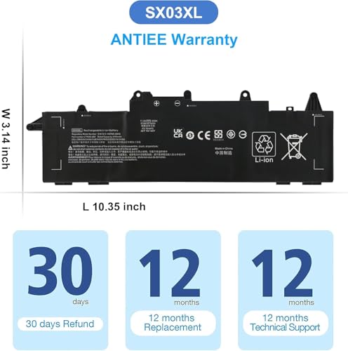 ANTIEE Bateria do laptopa SX03XL do HP ProBook x360 435 G7 1F3G6EA 1F3G9EA 1L3L2EA 1L3R5EA 3S071AV 17G35UT 224U0PA, 435 G8 2X7P7EA 32M90EA 32M90EA 32M90EA 32N44E. A 3A5L3EA 3A5N1EA 3A5N2EA SX03045XL