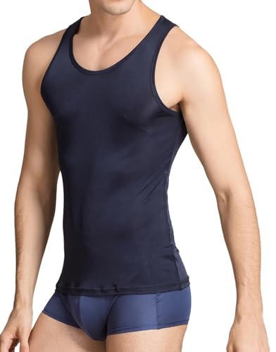 Men Silk Tank Tops Mulberry Silk Undershirt Gym Slim-Fit Layered Camisole Sleeveless Shirts Workout Tee Shirt3