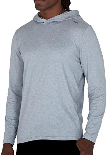 Alive Men's Shirt with Hood Performance Long Sleeve Hooded Tshirt Lightweight Top Exercise Fishing Outdoor Clothes (Small Glacier HTHR)