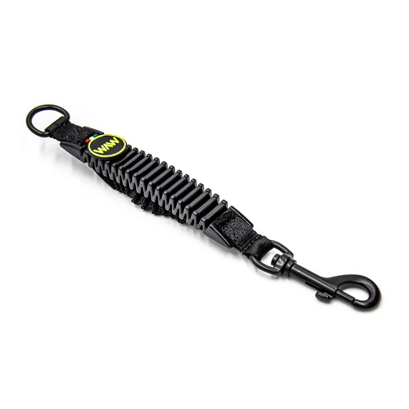 WAW, Smorzatore Antishock per Guinzaglio Cani, per Cani da 1 a 50 kg, Taglia XXL, Nero/Cromo, Linea F-Black