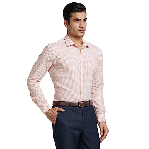 Image of Park Avenue Men Cotton Checkered Slim Fit Shirt