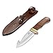 Mossy Oak Fixed Blade Gut Hook Knife, 9.5-inch Full Tang Field Processing Knife - Wooden Handle, Leather Sheath Included, for Skinning, Hunting, Outdoors
