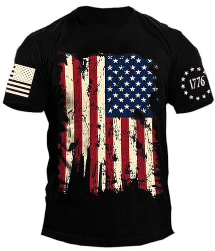 Mrocioa USA Flag 4th July American Red White Blue Star Stripes Patriotic T-Shirt Size M L XL XXL 3XL