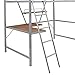 Twin Size Metal Loft Bed with L-Shaped Desk and Shelf, Heavy Duty Metal Loft Bed Frame with Lnclined Ladder and Safety Guardrail for Kids Teens Aldults, Strong Sturdy Slats Support (Silver-D)