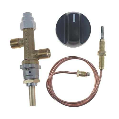 METER STAR Propan-LPG-Gas-Feuerventil, Sicherheitsventil, Flammenausfallsicherung, Zapfhahn, Gasheizungsventil mit Thermoelement und Knopf, Einlass und Auslass beide 1/4 Zoll Linksgewinde