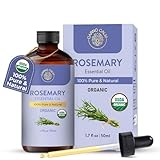 Carno Calm Rosemary Essential Oil | USDA Certified Organic Rosemary Oil for Hair Growth and Skin | Aromatherapy & Diffuser | 1.7 fl. Oz
