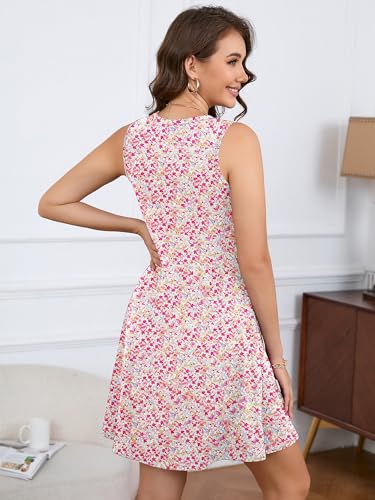 Image of KORSIS Tank Dress for Women Elegant T-Shirt Summer Soft Dresses Sleeveless Swing A Line Vacation Beach Sundress with Pockets