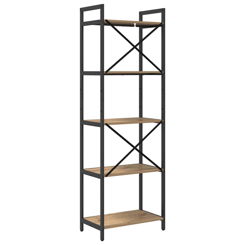 Regał na książki, dąb Artisan, 56 x 34 x 171 cm, materiał drewnopochodny z 5 półkami, wytrzymały regał do salonu w stylu industrialnym, trwały regał na książki do domowego biura i mieszkania