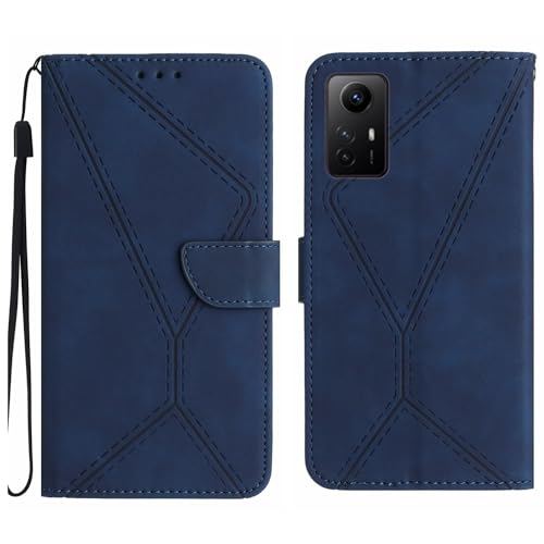 Rfvzubemok Compatible with Redmi Note 12S 4G Case,Compatible with Redmi Note 12S 4G Kickstand Flip Card Slot Magnetic Closure Phone Cover Blue