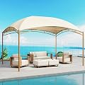 SUNSHINE VALLEY 10'x13' Outdoor Gazebo,Waterproof Arc Canopy Tent with Permanent Galvanized Iron Pipe Frame,UV Protected Patio Gazebo, for Lawn,Backyard and Deck,Ivory White
