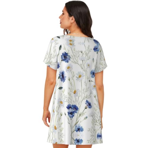 Chemise de nuit douce de qualité supérieure à motif fleuri