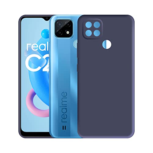 Image of Case Creation Liquid TPU Silicone Cover for Realme C25s Soft Case,Anti-Dirty Slim Case Frosted Matte Cute Candy TPU Raised Bezel (Splash of Color) Back Case Cover for Realme C25s -Navy Electric Blue
