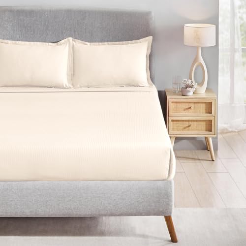 Image of myTrident Bedsheet for Double Bed King Size | 108 inch x 108 inch | Pearled Ivory