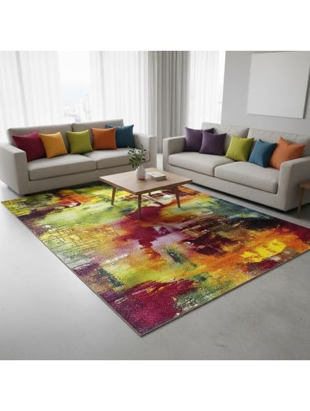 Tapis multicolore moderne abstrait pour raviver un salon sombre