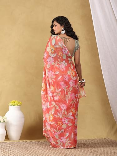 Image of Garden Vareli Floral Print Nara Chiffon Saree