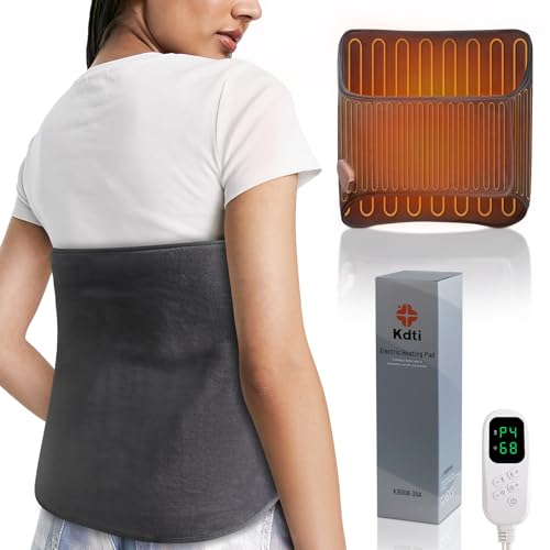 Manta eléctrica Lumbar, 128 × 40CM Almohadilla Térmica Eléctrica para Espalda y Abdomen, Cinturón Térmico con Función de Calentamiento, 6 Niveles de Temperatura, Apagado Automático, Lavable