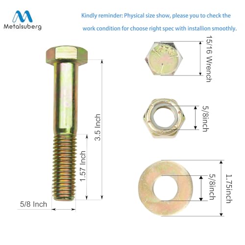 Image of 5 /8 inch x 3-1 /2 inch Hex Head Bolt by Color Galvanization with Nylon Lock nut and Large Size Washer Assortment Kit,Alloy Steel,Grade 5(4pcs Pack). by Metalsuberg