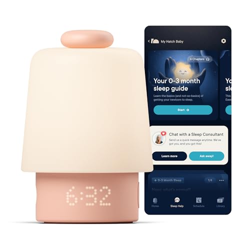 Hatch Baby Sound Machine, Night Light | Hatch Baby (Peach) | Sleep Support | Registry Essential, Routine Builder, Time-to-Rise Alarm Clock, White Noise, Nursery Stories, Toddler Kids (Wi-Fi)