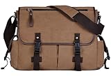 Bolso bandolera de lona vintage de 15.6 pulgadas para hombres y mujeres, Café