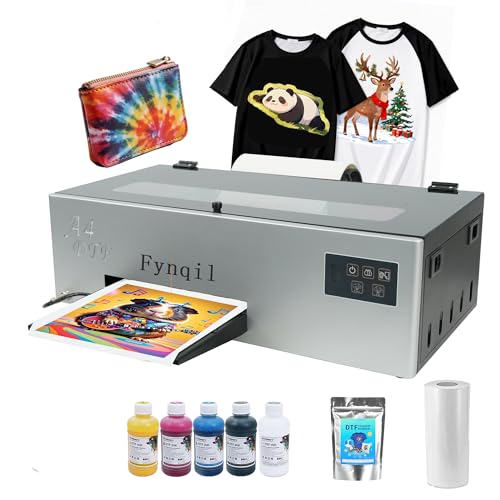 Fynqil A4 DTF Printer A4 L805 Transfer Printing Machine for DIY Print T-Shirts Apparel with White
