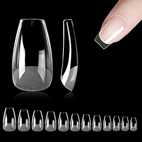 Faux Ongles, 500 Pièces 12 Tailles Cercueil Court Capsules Ongles pour Les Extensions D'ongles Salons de Manucure