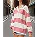 Rugby Shirt Women Striped Collared Long Sleeve Rugby Polo Shirts Oversized Stripes Color Block Sweatshirt Y2K Vintage Pullover Jersey Top Fall Trendy
