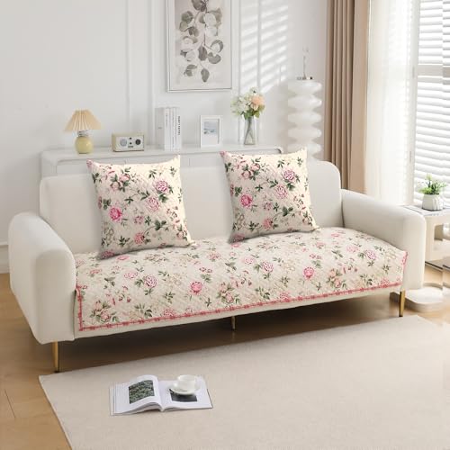 Image of HOKIPO Printed Cushion Cover 22x22 in, Beige Peonies