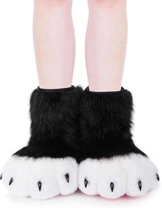 Gatto Lupo Cane Volpe Piedi pelosi Zampa, Piedi Zampa Artiglio Scarpe Stivali pelosi, Accessori per costumi per cosplay per adulti